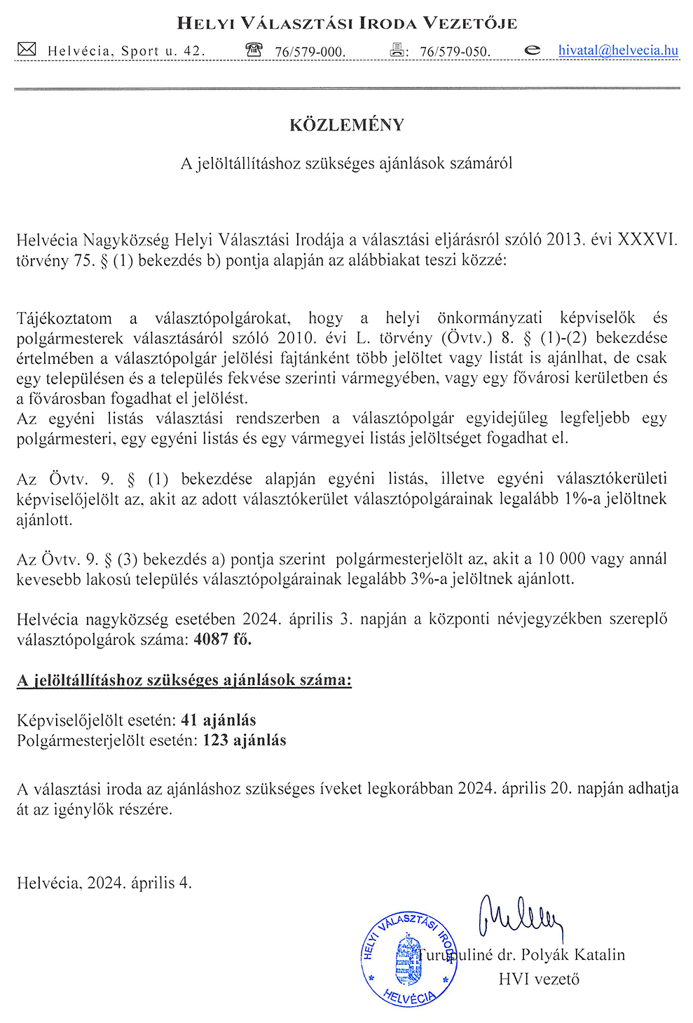 A jelöltek állításához szükséges ajánlások száma
