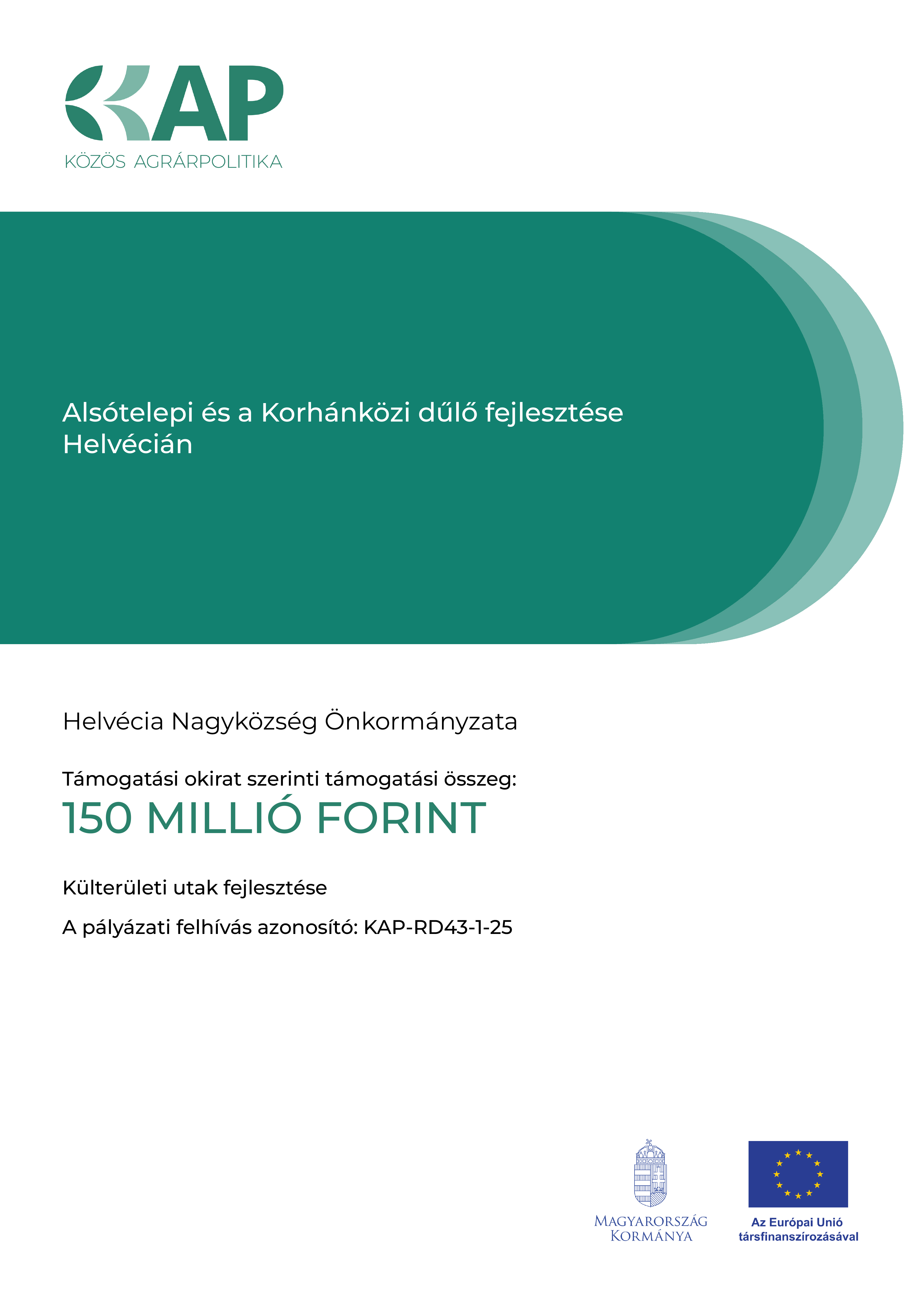 Alsótelepi és a Korhánközi dűlő fejlesztése Helvécián